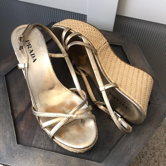 🔥Prada Metallic Espadrilles FREE SHIPPING - Picture 1 of 13